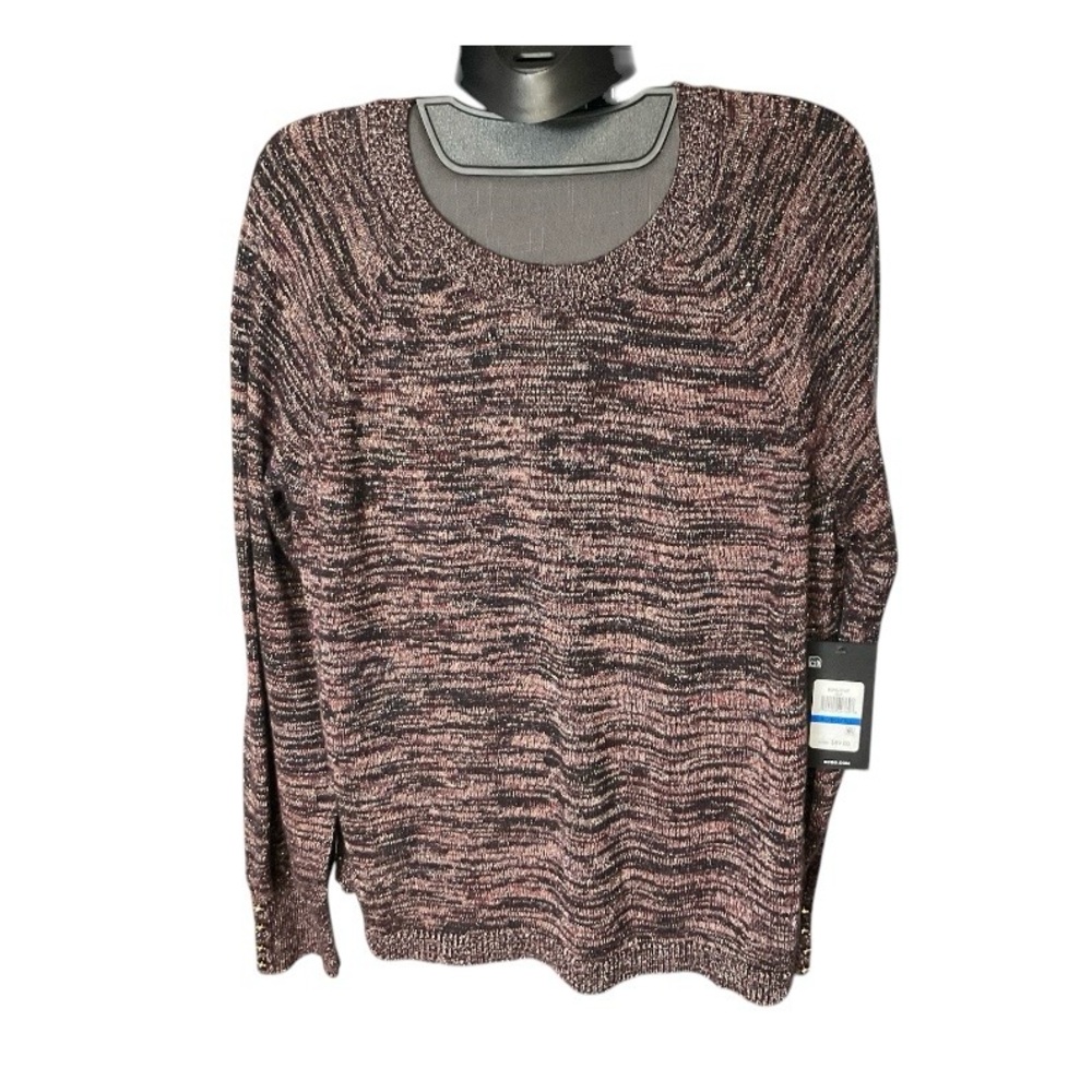 BCBG Metallic Plum Blend Knit Sweater